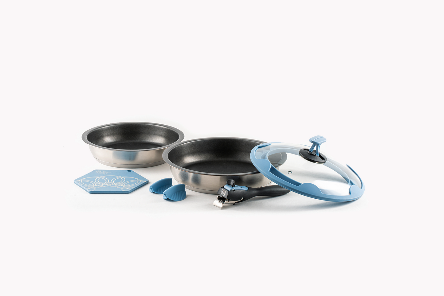 Stapelbares Pfannen-Set, 7-teilig, Blau