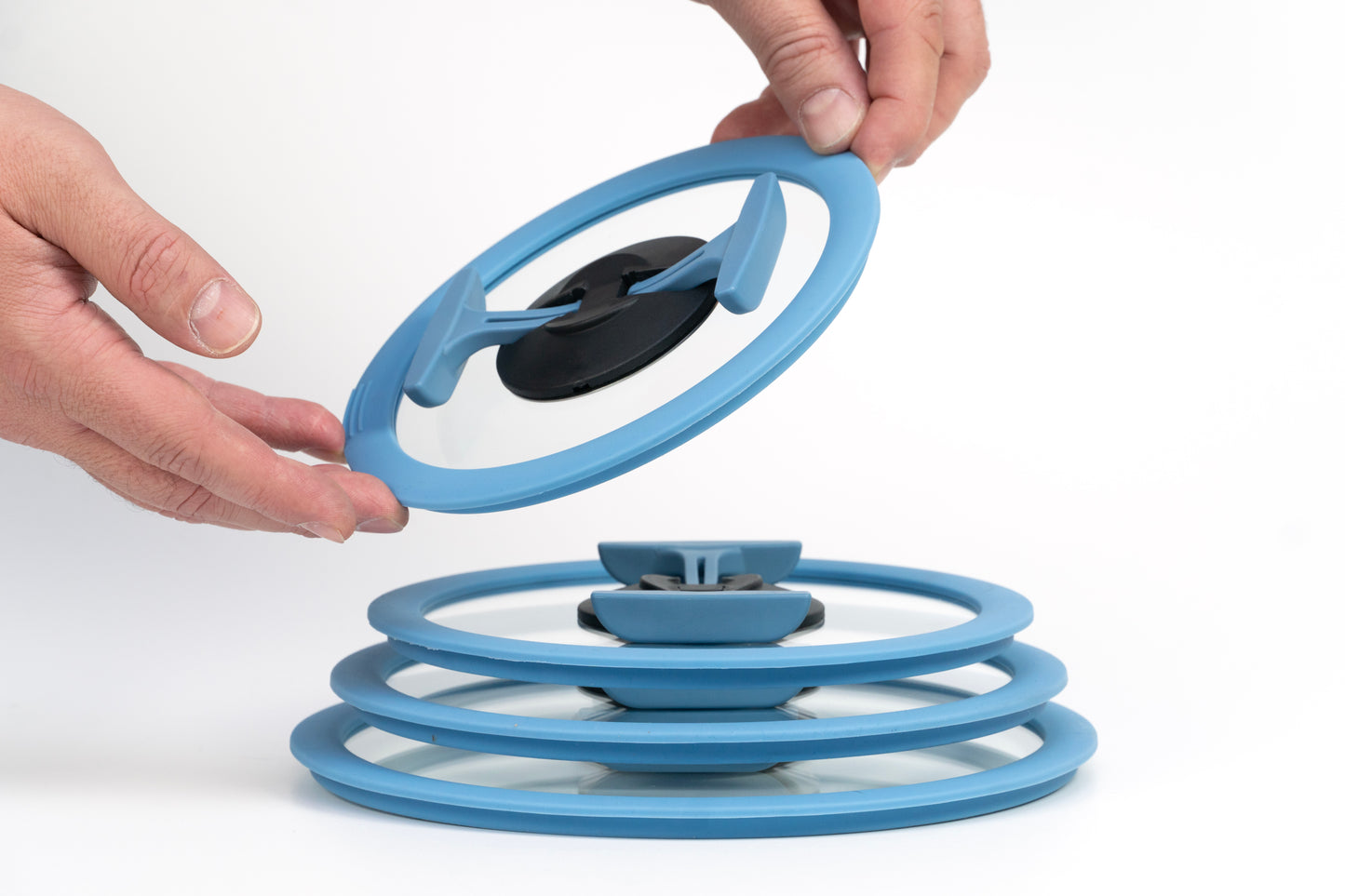 nesto glass lid with silicone edge Ø 20 cm blue