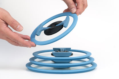 nesto glass lid with silicone edge Ø 20 cm blue